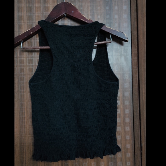 Black Smocked Top with Ruffels at the bottom - Picture 4 of 7